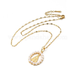 Кулон из смолы и жемчуга из бисера с кубическим цирконием&nbsp;LS-NJEW-F299-03G