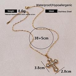 Colliers pendentifs croix religieuse vintage en acier inoxydable 304 et verre&nbsp;IP9108