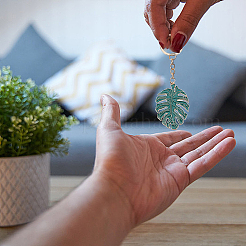 4 шт. брелок-подвеска из эмалевого сплава в виде листьев монстеры&nbsp;KEYC-CP0001-25