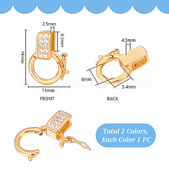 2 шт. 2 цвета s925 стерлингового серебра микропаве прозрачные кубические цирконии застежки-крутилки&nbsp;STER-PH0003-53