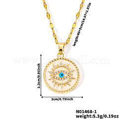 Элегантные винтажные латунные подвески с прозрачными кубическими цирконами и белой эмалью от сглаза для женщин BR0167-1