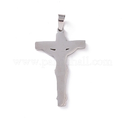 変色しない201ステンレススチールペンダント  十字架クロス  ステンレス鋼色  42x26x2mm  穴：4x6mm&nbsp;STAS-G273-13P