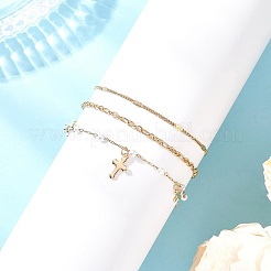 Браслеты из круглого АБС-пластика с бусинами из искусственного жемчуга и стальных тросов 304 BJEW-JB12452-01