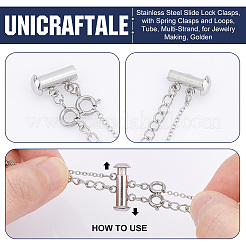 3 шт. 3 стиля застежки-слайдеры из нержавеющей стали 304&nbsp;STAS-UN0042-03P