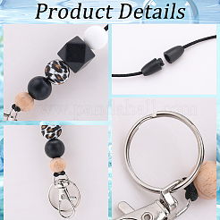 Силиконовые круглые и многоугольные шнурки для визитных карточек с бусинами KEYC-WH0034-36