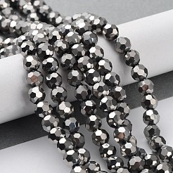 ファセット (32 ファセット) 電気めっきガラス ビーズ 連売り  ラウンド  銀メッキ  6x5mm  穴：1mm  約88~91個/連  19.49~20.08インチ（49.5~51cm）&nbsp;X-EGLA-R042-6mm-06