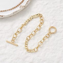 Латунные кубинские звенья цепей и браслеты-цепочки для женщин&nbsp;BJEW-JB12755