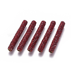 樹脂粘土ラインストーンチューブビーズ  真鍮パーツ  ミックスカラー  35~35.5x5~5.5mm  穴：2.5mm&nbsp;RB-L080-M