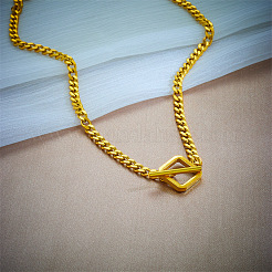 Ожерелья с подвеской в виде ромба из нержавеющей стали 304 для женщин FS-WG6DB9B-01