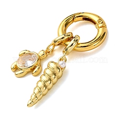 Подвеска в форме раковины с прозрачным кубическим цирконием из латуни KK-C119-15G