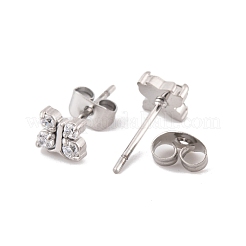 Серьги-гвоздики из нержавеющей стали 304 с микропаве из кубического циркония в виде бабочки для женщин&nbsp;LS-EJEW-E311-04P