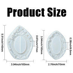 2 pieza de moldes de silicona para marcos de fotos ovalados con patrón de relieve vintage de 2 estilos&nbsp;ST-CJ0043-066
