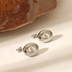 Модные овальные серьги-гвоздики и ожерелья-подвески из нержавеющей стали 304 для женщин TU0111-1