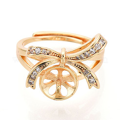 Бант латунный микропаве прозрачный кубический цирконий регулируемые настройки кольца KK-T076-27G