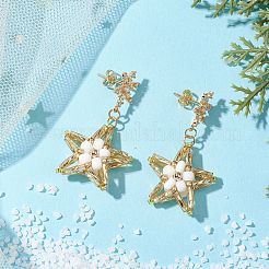 Boucles d'oreilles à tige en forme d'étoile en verre&nbsp;EJEW-MZ00256-04