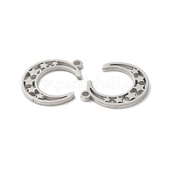 変色しない304ステンレススチールペンダント  星のチャーム入り月  ステンレス鋼色  18x16x1.5mm  穴：1.6mm&nbsp;LS-STAS-L020-032P
