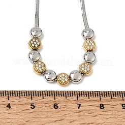 Collana con ciondolo a catena piatta a serpente in acciaio inossidabile 304 bicolore con micro pavé di zirconi cubici trasparenti&nbsp;SA-CBAB122-01A