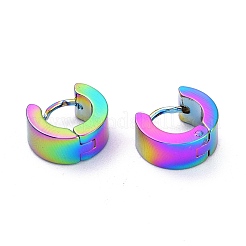 304ステンレススチール製ハギーフープピアス  リング  虹色  11x5mm  ピン：0.8mm  12のペア/カード&nbsp;EJEW-M284-30M-F