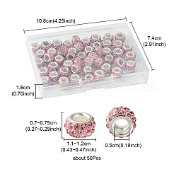 50шт европейские бусины с большими отверстиями и стразами из полимерной глины FPDL-YW0001-01A