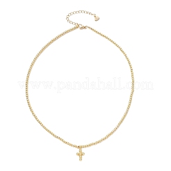 Латунный религиозный крест с подвеской в виде шариковой цепи&nbsp;NJEW-JN05395