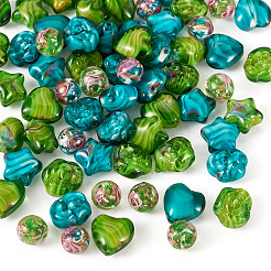 80 шт. 8 вида стеклянных бусин миллефиори&nbsp;GLAA-TA0003-43A