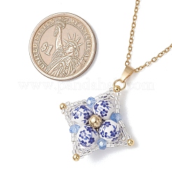 Кулон в виде звезды из фарфора с цветочным принтом&nbsp;NJEW-MZ00143