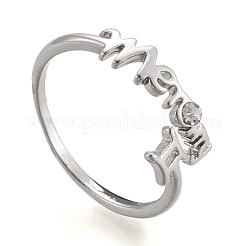 Регулируемые латунные кольца микро манжеты из прозрачного циркония X-RJEW-M134-A04