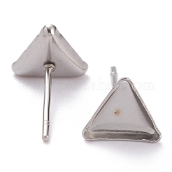 変色しない304ステンレススチールスタッドピアスセッティング  三角形  ステンレス鋼色  8x8x2mm  トレイ：7x7mm  ピン：0.8mm&nbsp;STAS-J032-14