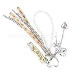 Подвеска-бантик в виде сердца из полиэфирного шнура&nbsp;HJEW-JM04327-02