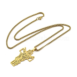 Ожерелья из нержавеющей стали с вакуумным покрытием PVD 201 для мужчин NJEW-Q336-03D-G