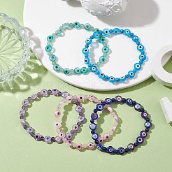 Эластичные браслеты ручной работы со смешанными драгоценными камнями BJEW-JB10208