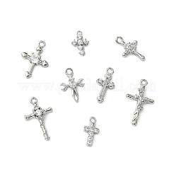 8 pièce 8 styles de breloques en laiton micro pavées en zircone cubique transparente&nbsp;KK-CJ0004-22