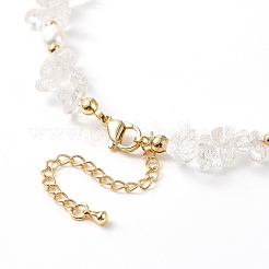Scaglie di cristallo di quarzo naturale e collana di perle di perle&nbsp;NJEW-JN04008-02