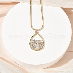 Ожерелья с подвесками из нержавеющей стали 304 с микропаве из прозрачных кубических цирконий для женщин NJEW-Z103-01G-05