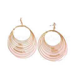 Многослойные овальные серьги-гвоздики из сплава и пластиковых жемчужин&nbsp;FS-WGD1DCA-01