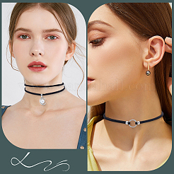 5 stücke 5 arten legierung anhänger imitation leder schnur schicht halsketten&nbsp;NJEW-CL0005-15