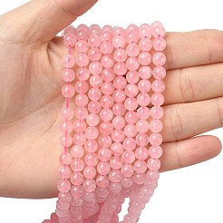Круглый натуральный сорт мадагаскарских нитей из розового кварца G-F222-41-6mm