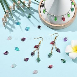 ツートン樹脂ペンダント200個  葉のチャーム  グリッターパウダー付き  ミックスカラー  11x7.5x2mm  穴：1mm&nbsp;RESI-CJ0005-55