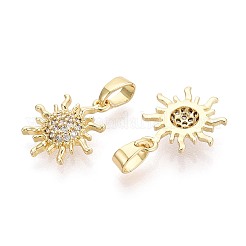 Pendenti in zirconi cubici trasparenti in micro pavè di ottone&nbsp;KK-T080-73G