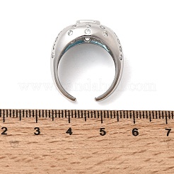 Anelli aperti con polsino in ottone micro pavé di zirconi cubici per donna&nbsp;RJEW-L343-03P