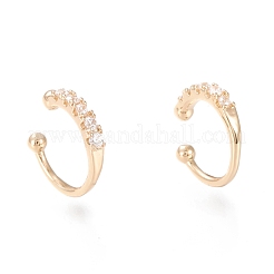 Серьги-манжеты с прозрачным кубическим цирконием из латуни с микропаве EJEW-I249-19G