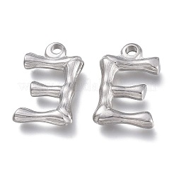 変色しない304ステンレススチールペンダント  竹の形をした手紙  ステンレス鋼色  文字.e  17.5~19x10~16x3~4mm  穴：1.8~2mm&nbsp;STAS-G214-38P-E