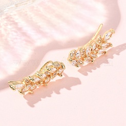 Pendientes trepadores de latón con circonitas cúbicas engastadas&nbsp;KK-CBAA351-24G-02