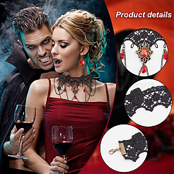 Серьги-подвески в форме овала из смолы и кружевные колье-чокеры AJEW-PH0004-17