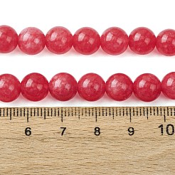 天然白翡翠の模造ばら輝石ビーズ連売り  ラウンド  染め  インディアンレッド  8mm  穴：1mm  約48個/連  15.16インチ（38.5cm）&nbsp;X-G-I299-F15-8mm