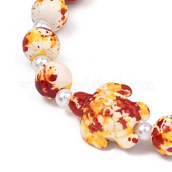Pulseras elásticas de turquesa sintética teñida y perlas de imitación de plástico ABS para mujer&nbsp;BJEW-JB13641