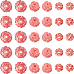 100 pz 3 stili di perline intagliate tinte in corallo sintetico&nbsp;SHEL-SC0002-10
