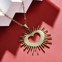 Ожерелья с подвеской в виде сияющего сердца из нержавеющей стали 304&nbsp;NJEW-M096-37G