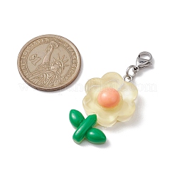 Полупрозрачные украшения из цветочной подвески из смолы&nbsp;HJEW-JM01891