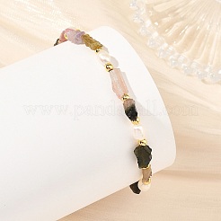Braccialetti da donna con perline di tormalina naturale multicolore e perle coltivate d'acqua dolce.&nbsp;BJEW-JB14410